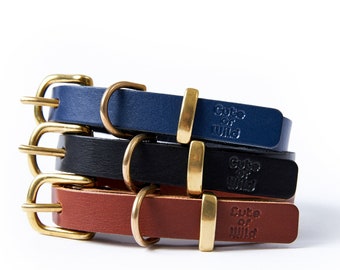 Personalized Leather Dog Collar, Leather Dog Collar for Large/ Medium/ Small Dogs, Vegetable-Tanned Leather Collar, Customize with name