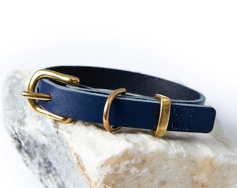 Leather Dog Collar, Personalised Leather Dog Collar, Blue Leather Dog Collar, Custom Dog Collar, Dog Collar Boy/ Girl, Puppy Dog Collar
