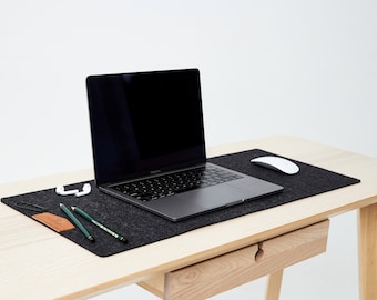 Merino Wool Felt Desk Mat, Anti Slip Felt Desk Mat, Felt Desk Pad, Felt Mouse Keyboard Pad, Extra Large Gray Desk Pad, Home Office Accessory