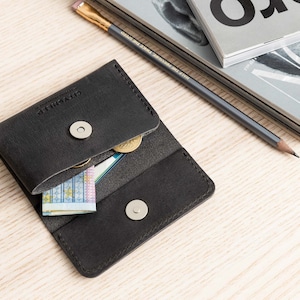 Cartera minimalista, tarjetero, monedero minimalista, monedero, cartera pequeña de piel, cartera fina, cartera de hombre, cartera de hombre, regalo personalizado