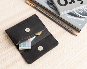 Minimalist wallet, card holder, minimal coin wallet, coin purse, small leather wallet, slim wallet, men wallet, wallet men, customised gift