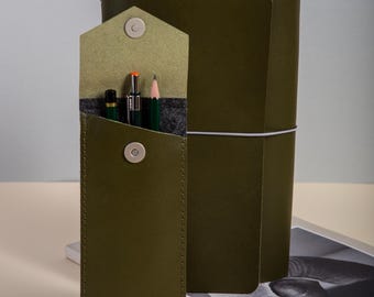 Leather Pen/ Pencil Case, Fountain Pen Holder Personalized Small Pencil Case, Small Pen Pouch. Gift for Writer, Teacher, Doctor, Colleague