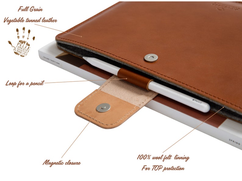 Luxury MacBook Sleeve with loop for a pen. Designed to fit MacBooK Air 13, MacBook Pro 13", MacBook Pro 14", MacBook Air 15. This MacBook sleeve is sleek, stylish and  gives your MacBook Top Protection.