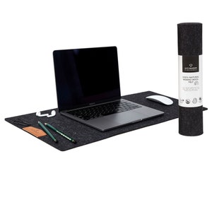 Filz Schreibtischunterlage Natürliche Wolle, Anti Rutsch Filz Schreibtischunterlage, Lange Graue / Anthrazit Farben, Große / Kleine Schreibtisch Unterlage, Premium Geschenk