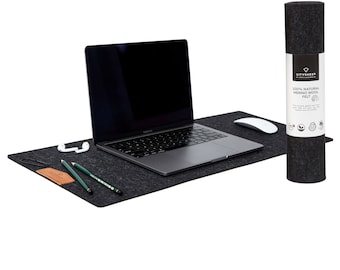 Felt Desk Mat Natural Wool, Anti Slip Felt Desk Pad, Extended Mouse Pad Gray/ Anthracite colors, Large/ Small Office Desk Mat, Premium gift