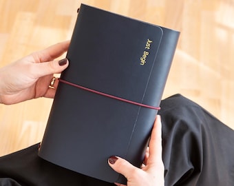 Trifold Leather Journal A5/A6/B6 with Pockets & Pen loop Refillable, Personalized Travel NoteBook Cover Veg Tanned Leather Traveller's Book