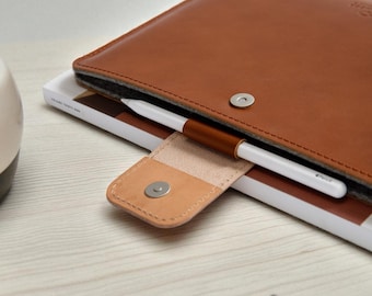 iPad Leather Case Sleeve, iPad Pro 12.9" Case, iPad Pro 11" Case, iPad Air Case, iPad Case with Pencil Holder, iPad A16 Protective Case