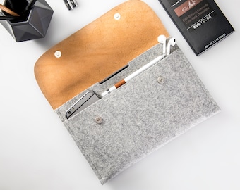 Estuche para Remarkable 2/Remarkable Paper Pro, estuche de fieltro de lana y cuero Remarkable con portalápices, compatible con Type/Book Folio, Remarkable Folio