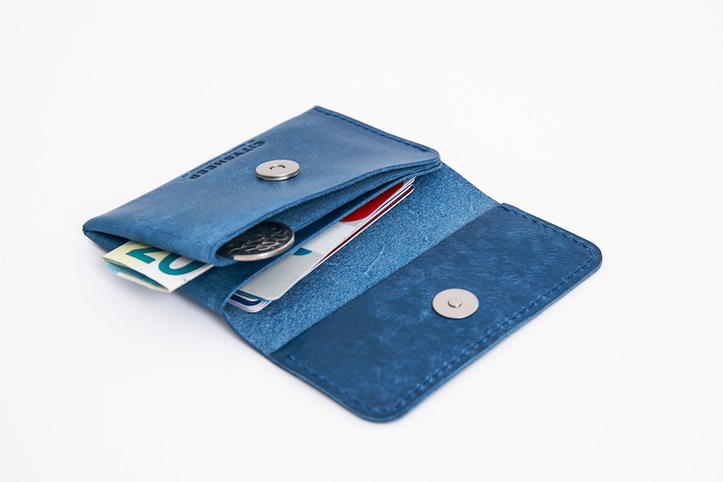 Cartera minimalista, tarjetero, monedero minimalista, monedero, cartera pequeña de piel, cartera fina, cartera de hombre, cartera de hombre, regalo personalizado imagen 9
