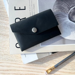 Cartera para hombre con bolsillo para monedas, billetera para hacerlo usted mismo, billetera pequeña minimalista compacta de cuero con bolsillo frontal/cartera para mujer, billetera minimalista