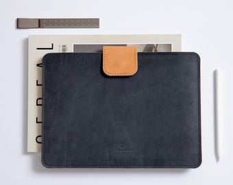 Leather MacBook Sleeve, Full Grain Leather Laptop Case, MacBook Air & Pro 13 14 16 inch Cover, MacBook Neo Slim Handmade Protective Sleeve