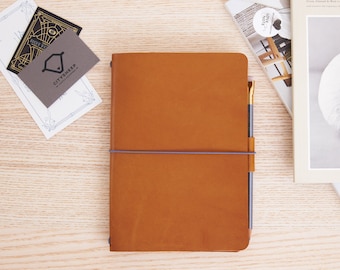 Refillable Leather Journal – Personalized Traveler's Notebook Cover A5/A6/A4 with Pockets and Pen Holder - Gift for Writers and Travellers