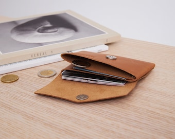 Leather Minimalist Wallet for Men and Women, Wallet Card Holder with Coin Pouch, Slim, Small Wallet, Seamless wallet, Front Pocket wallet
