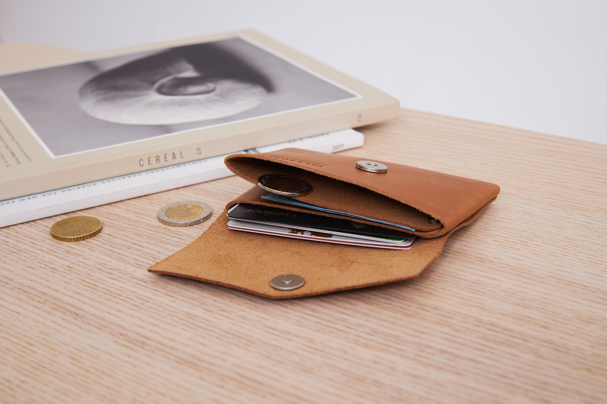 Origami Wallet, Leather Wallet With Coin Pocket, Minimalist