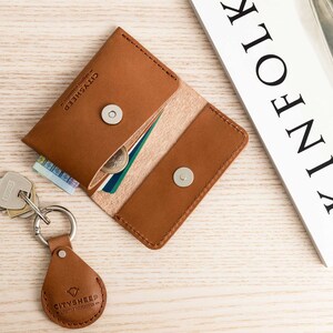 Cartera minimalista, tarjetero, monedero minimalista, monedero, cartera pequeña de piel, cartera fina, cartera de hombre, cartera de hombre, regalo personalizado imagen 4