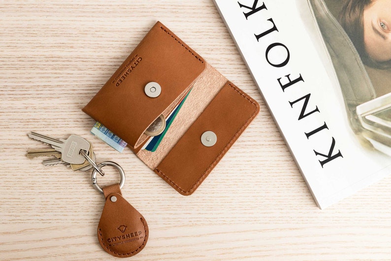 Cartera minimalista, tarjetero, monedero minimalista, monedero, cartera pequeña de piel, cartera fina, cartera de hombre, cartera de hombre, regalo personalizado imagen 4