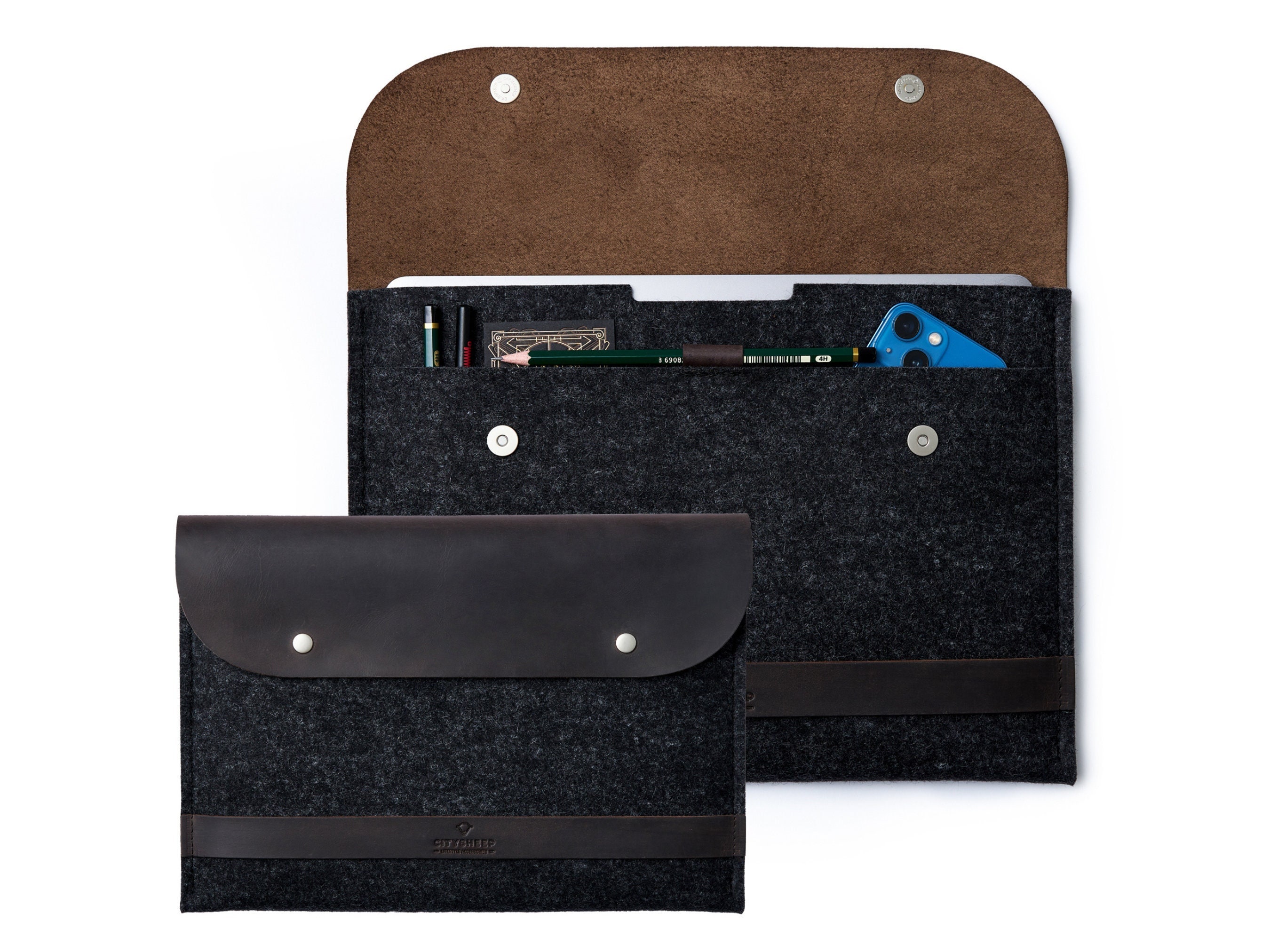 MacBook Air13 M2 M1 Funda MacBook Air Fieltro Bolso Cuero MacBook Funda 2020-2022 - Imagen 2 de 12