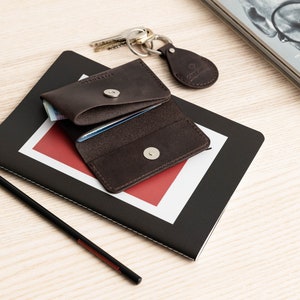 Cartera minimalista, tarjetero, monedero minimalista, monedero, cartera pequeña de piel, cartera fina, cartera de hombre, cartera de hombre, regalo personalizado imagen 7