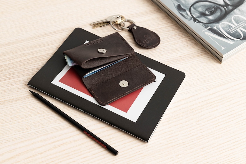 Cartera minimalista, tarjetero, monedero minimalista, monedero, cartera pequeña de piel, cartera fina, cartera de hombre, cartera de hombre, regalo personalizado imagen 7
