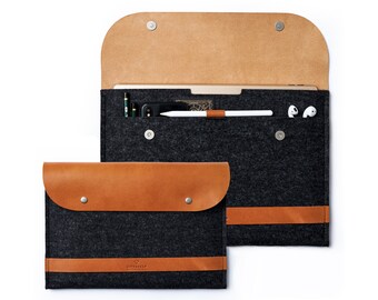 Wool Felt iPad Case, iPad Pro 12.9" Case, iPad Pro 13" M4/ iPad Air 13 M2 Case with Pencil Holder and Strap, iPad Felt Bag, iPad Folio Case