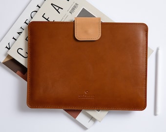 Full Grain Leather Laptop Sleeve, MacBook Air sleeve, MacBook Pro case compatible for Air 13"/ Pro 13"/ Pro 14"/ 16" Luxury Laptop Sleeve