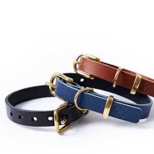 Leather Dog Collar, Personalized Leather Dog Collar for Large, Medium and Small dogs, Vegetable Tanned Leather, Brass buckle, Luxury collar