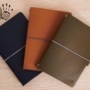 Refillable Leather Journal – Personalized Traveler's Notebook Cover A5/A6/A4 with Pockets and Pen Holder - Gift for Writers and Travellers image 8