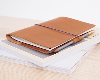 Funda Hobonichi Cousin, funda para cuaderno A5, diario de viaje de cuero con bolsillos y portalápices, funda de lujo para cuaderno de viajero, recargable