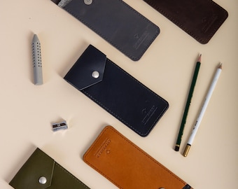 Leather Pen Case for Pens, Pencils, Fountain Pens | Personalized Pen Case, Holder, Bag | Best Christmas Gift for Luxury Stationery lovers
