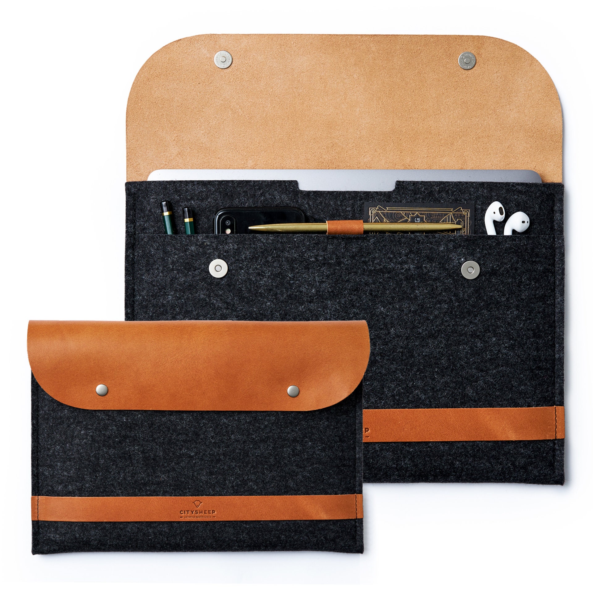 MacBook Air13 M2 M1 Funda MacBook Air Fieltro Bolso Cuero MacBook Funda 2020-2022 - Imagen 10 de 12