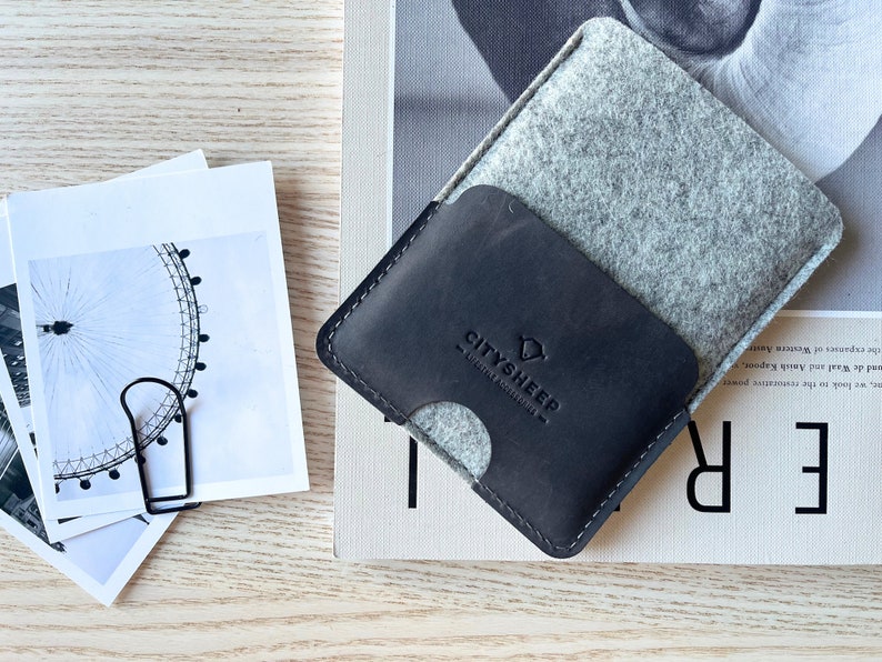 Passport Holder, Passport Case, Passport Holder Women/ Men, Travel Essentials Passport Case and Luggage Tag, Travel Must Have Accessories Grey+Grey felt