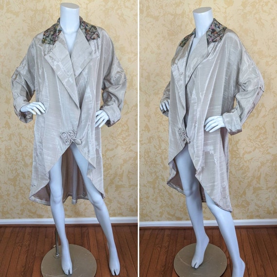 Fabulous Edwardian Gray Moire Taffeta Coat