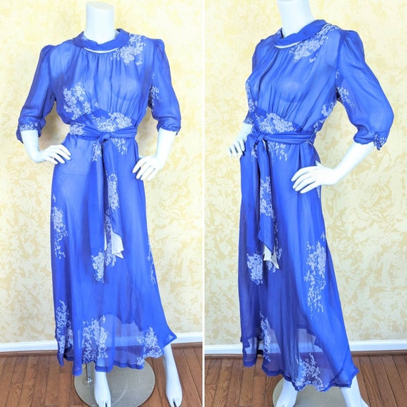 Gorgeous 1930's Silk Chiffon Print Dress