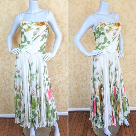 Ethereal 1950's "Ceil Chapman" Silk Chiffon Print