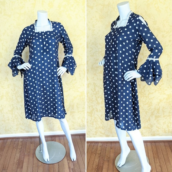 1960's Polka Dot Cold Shoulder Dress