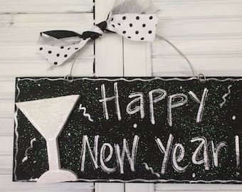 Happy New Year Hand Painted Wood Sign