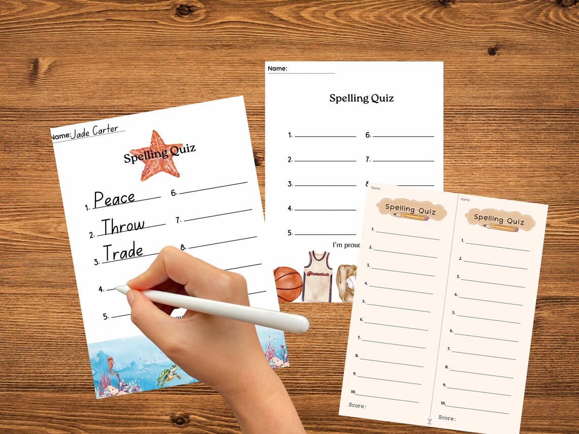 Interactive Spelling Quiz Template & Spelling Bee Word List Bundle - Etsy