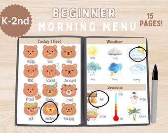Homeschool Morning Menu + Busy Binder for Kindergarten & 1st Grade, Fall worksheets