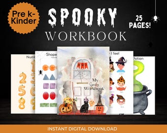 Halloween Workbook: Preschool Kindergarten Learning Activities (Digital Download)