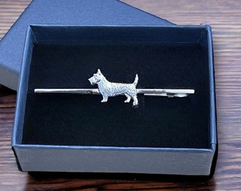 Art Deco Scotty Dog Chrome Bar Broche / Pin Scottie dog Cairn Terrier 1940s