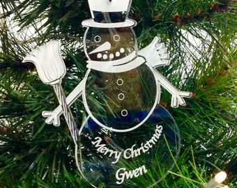 personalised snowman christmas tree decorations frosty snowman with broom christmas decor laser cut engraved tree decorations - Christmas Broom Decoration personalised snowman christmas tree decorations frosty snowman with broom christmas decor laser cut engraved tree decorations - Christmas Broom Decoration