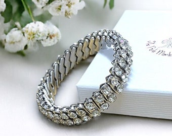 Sparkly Vintage Bracelet Empire Made Expandable Diamante Rhinestone Bracelet 1950s Sparkly Jewellery