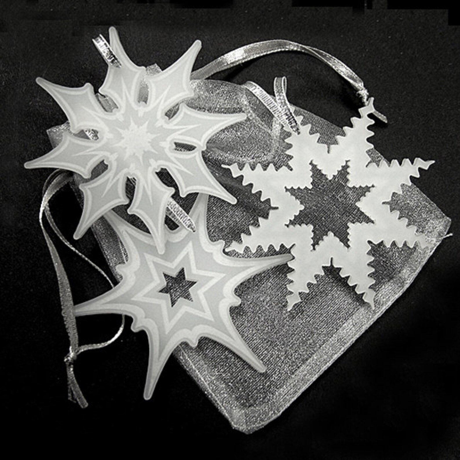 Snowflake Christmas Tree Decorations Set of 3 Laser Cut Etsy UK