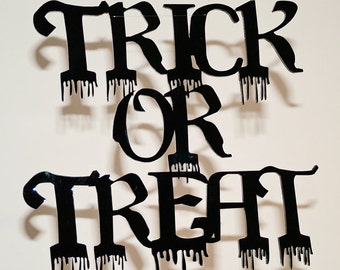 Halloween decor - Halloween Decoration - Trick or Treat Mobile - Laser cut Black Acrylic - Halloween party - Halloween window decor