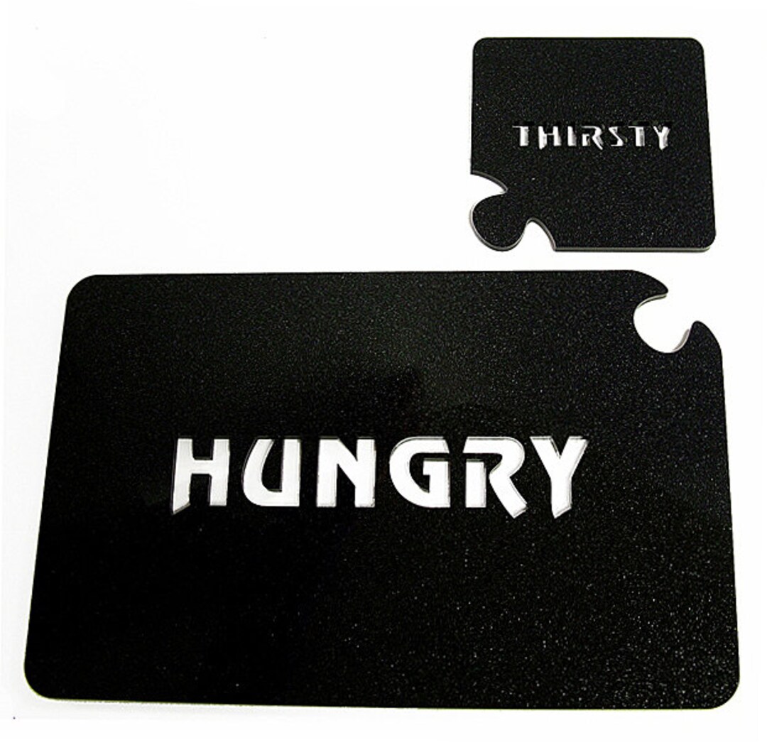 Puzzle Table Mat and Coaster Set Hungry Thirsty Set of 1 Laser Cut and