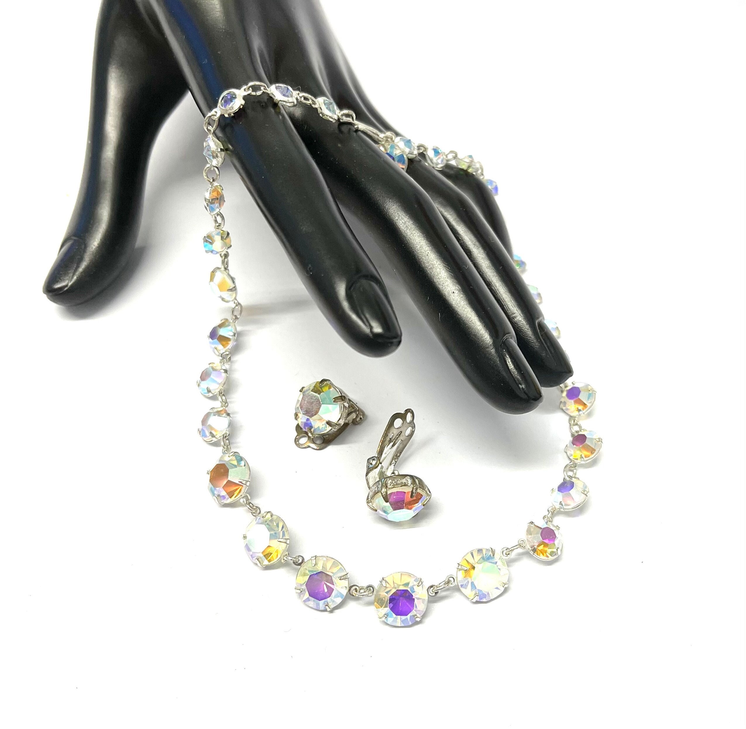 Vintage Aurora Borealis Necklace and Earrings Aurora Earrings