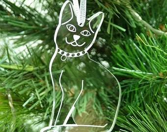 Cat Tree Decorations - laser cut ornaments - cat Christmas tree ornament -  - Christmas decor - cat bauble - cat lover gifts - cat decor