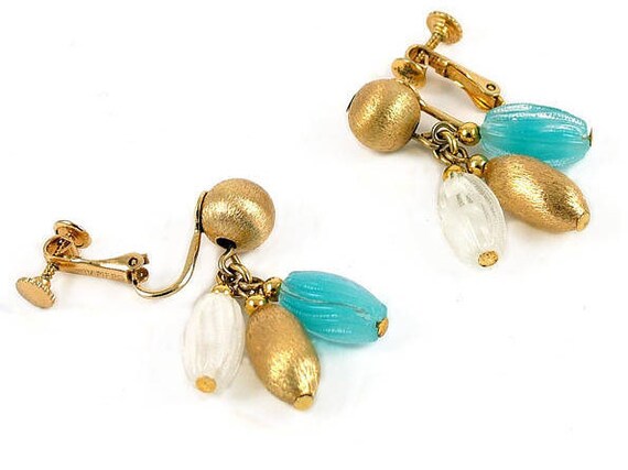 Vintage Napier earrings drop earrings, blue summe… - image 2