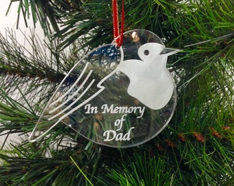 Robin memorial decoration, in loving memory,  personalised Christmas tree decoration - robin gift -   laser cut robin - in memory gift