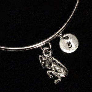 Monkey Stainless Steel Bracelet, Spider Monkey Bangle Bracelet, Jungle Bangle Bracelet, Adjustable Bracelet, Initial Bracelet qb105